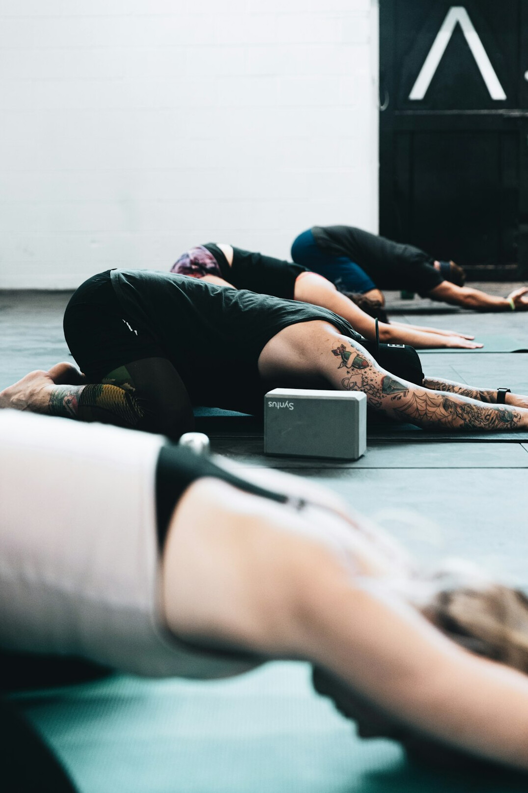 group of employees doing yoga