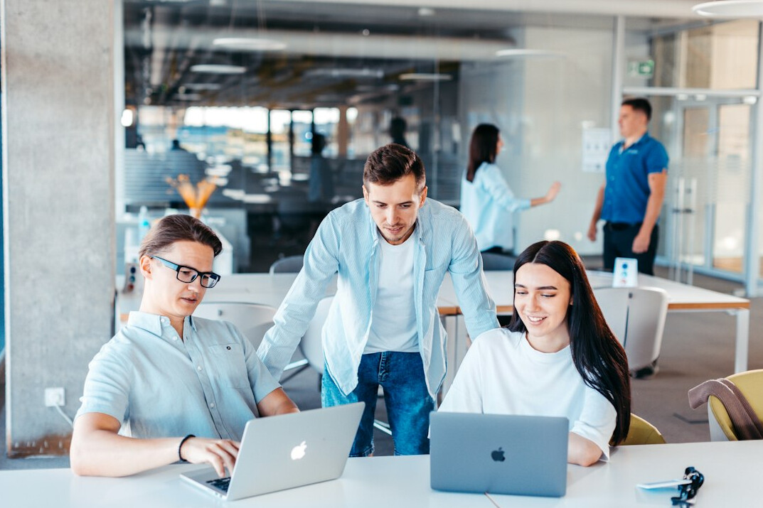 happy employees in office