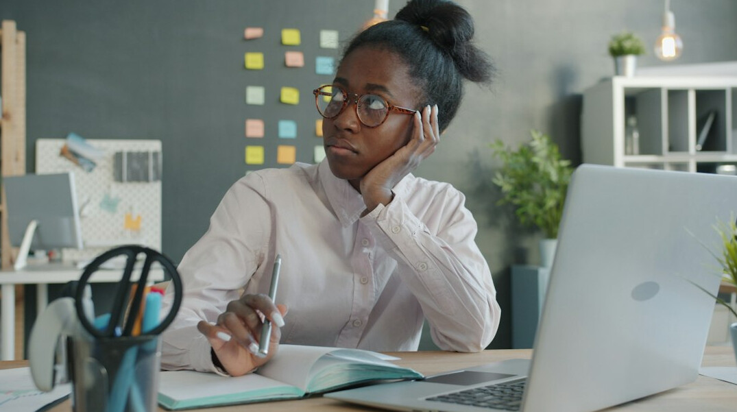 stressed office worker at desk