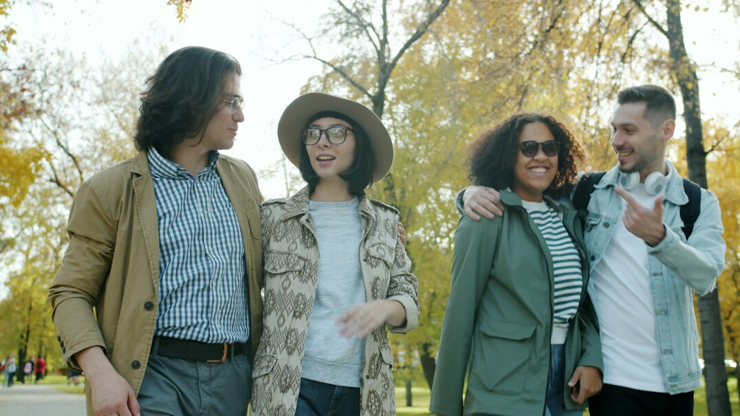 group of colleagues walking together