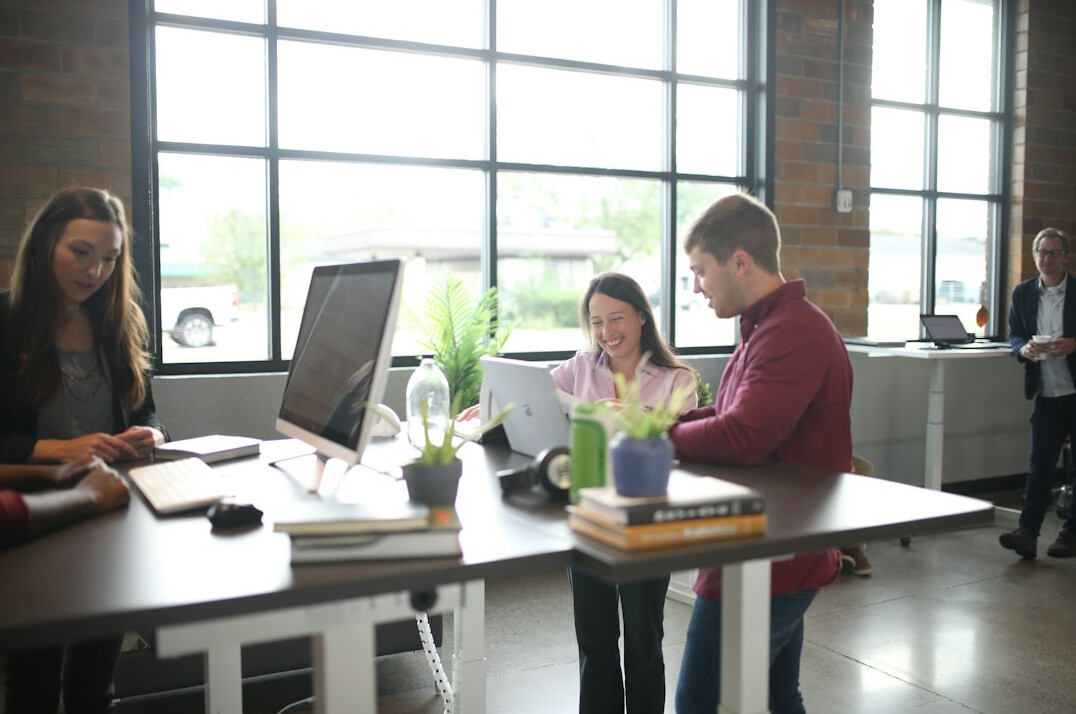 office workers exercising at desks