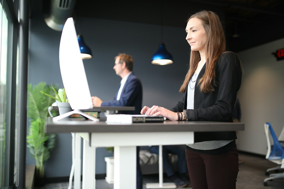 office workers exercising at desks