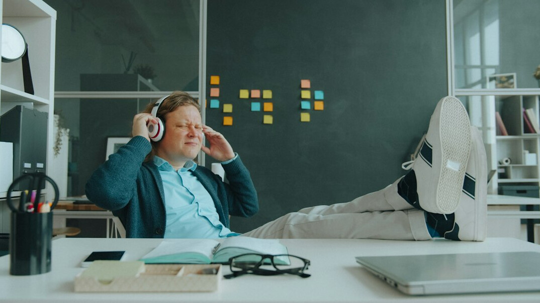 stressed office worker at desk